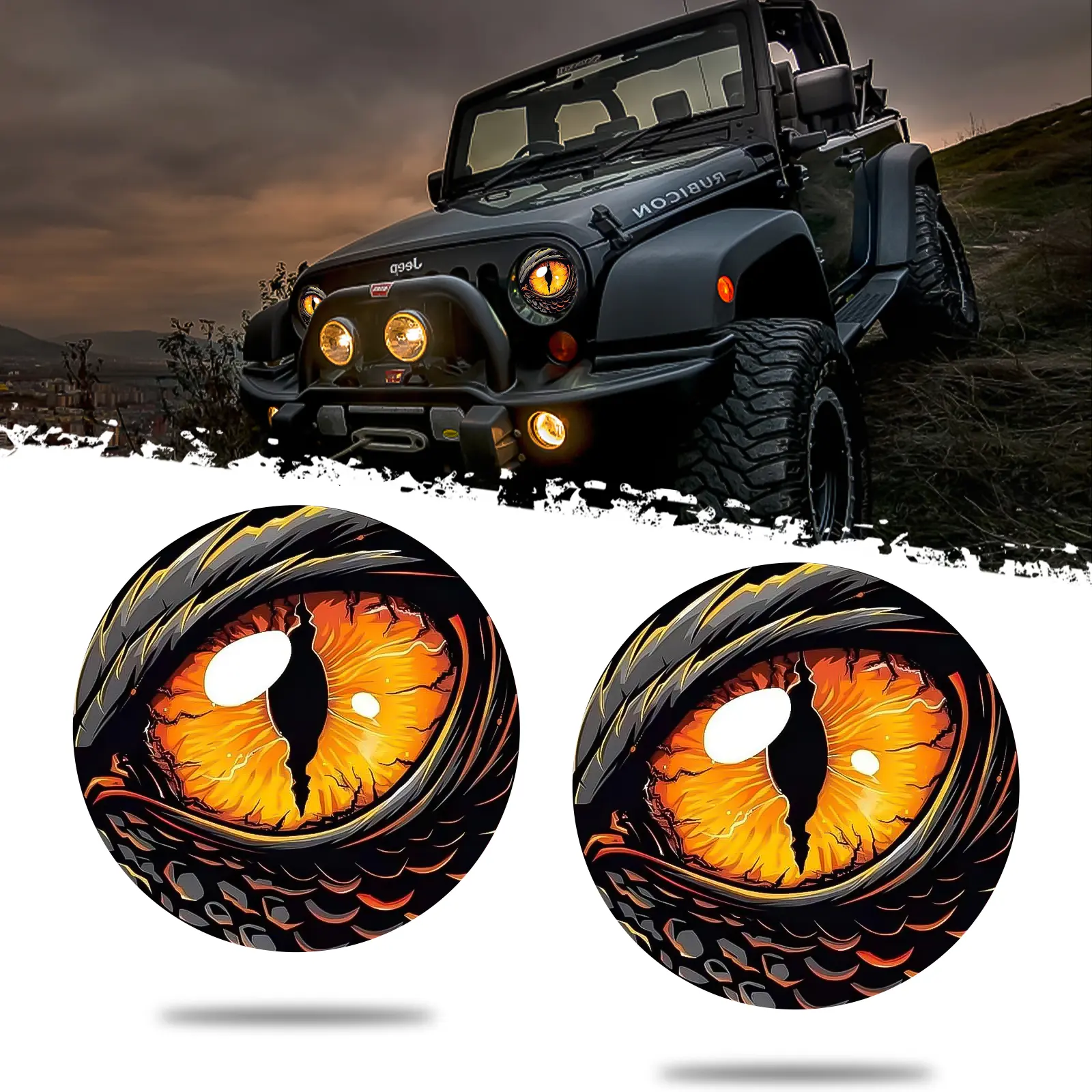 DIBMS 2 PCS Beast Eyes Headlight Decals, 3D Stereo Round Headlights Sticker, Self-Adhesive Design Decor Decal for Car Headlight/Body/Window/Bumper, Universal for Most Cars