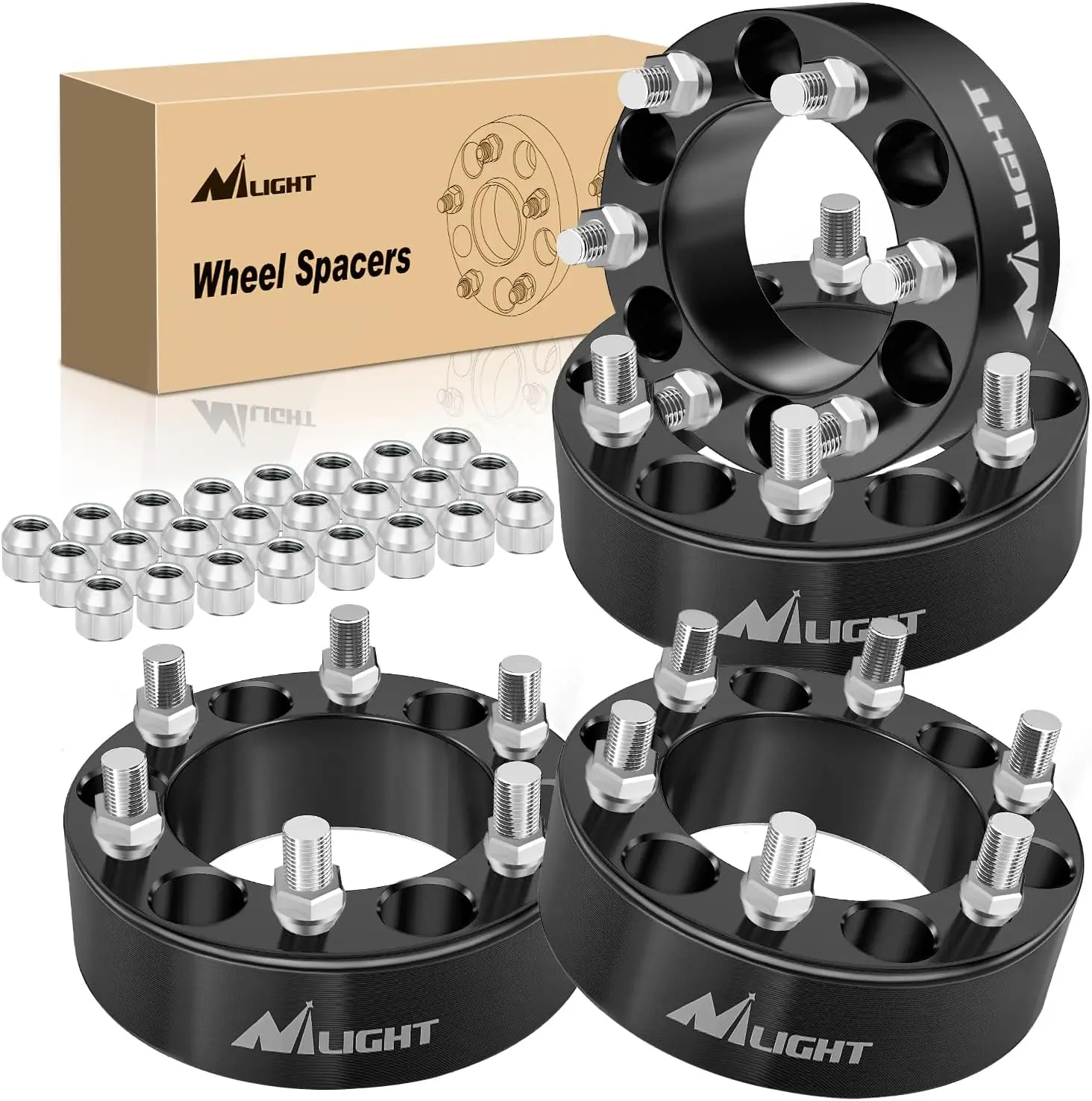 Nilight 2-in-1 CNC Processed Wheel Spacers - 6x5.5 Bolt Pattern, M14x1.5 Studs, 108mm Bore, Corner Stability, Aggressive Look - Automotive Accessories, Car Accessories for 1999-2021 Chevy Silverado, GMC Sierra 1500 Car Repair Tools
