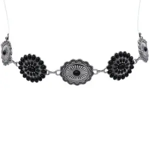 Black and silver western chain belt