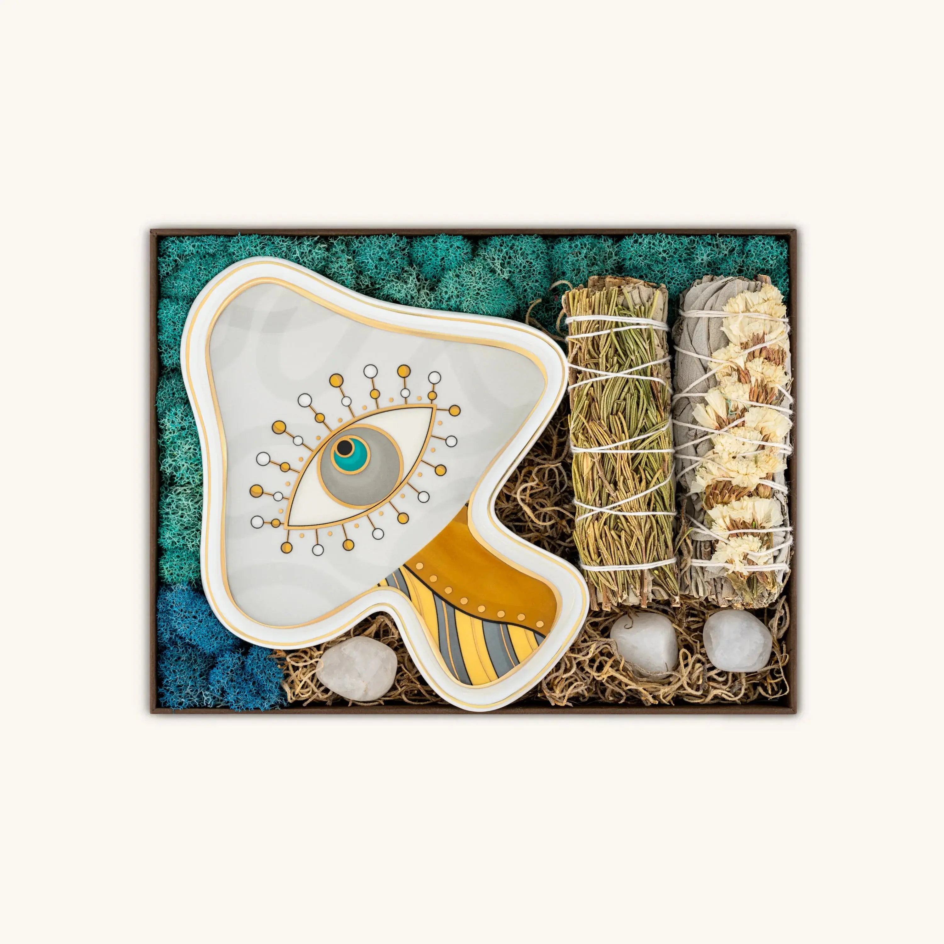 Blooming Inspiration White Mushroom Plate Sage Box