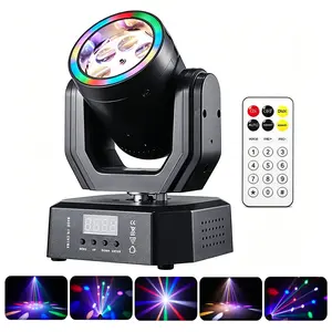 Mini Moving Head DJ Lights RGBW Beam & Wash Stage Lighting DMX Sound Activated Strobe Light with Remote for Party Disco Club