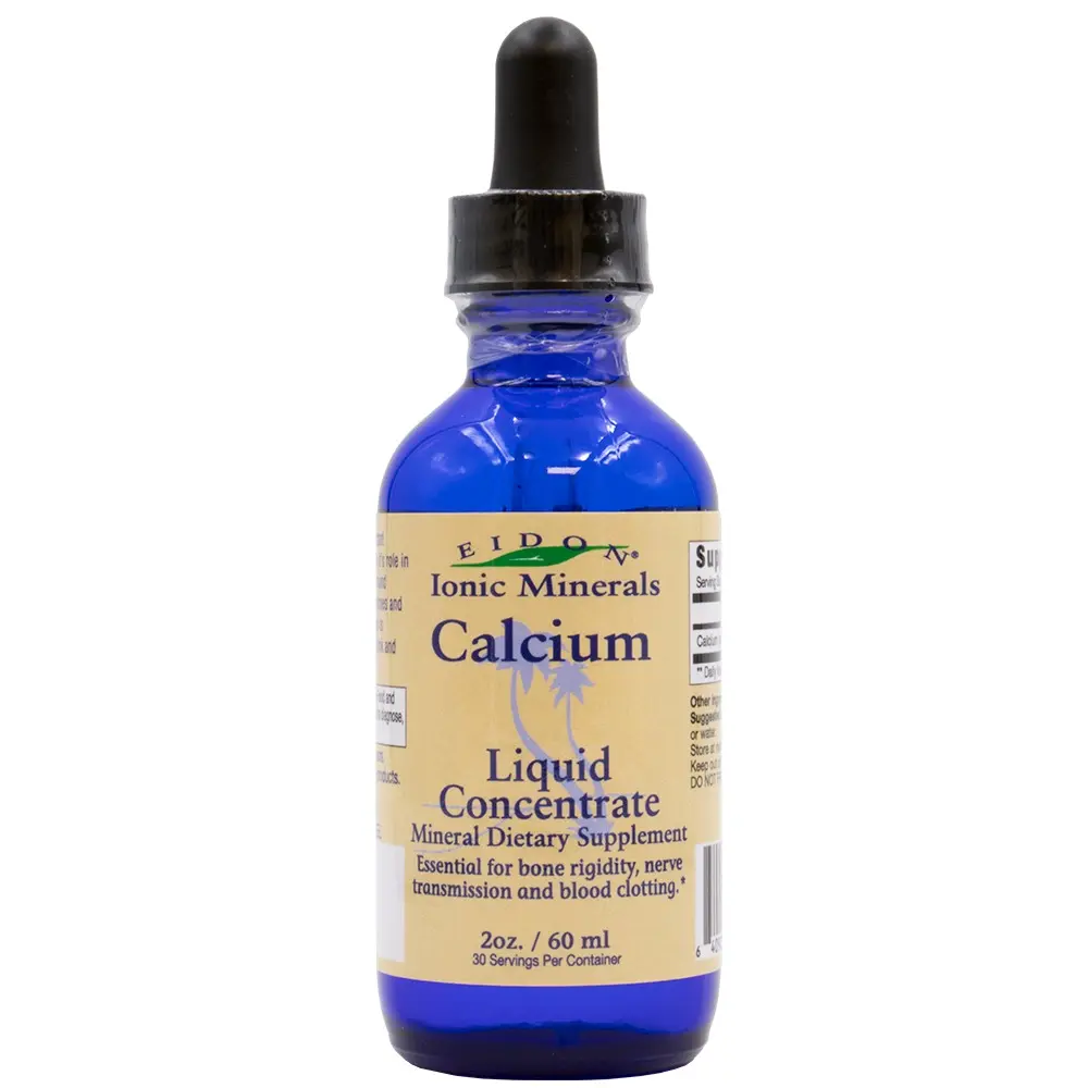 Eidon Ionic Minerals Liquid Calcium 2oz Concentrate - Gluten Free, GMO Free, Dairy Free, Essential for Bone Strength & Muscle Health, 100mg per Serving, Bioavailable Supplement