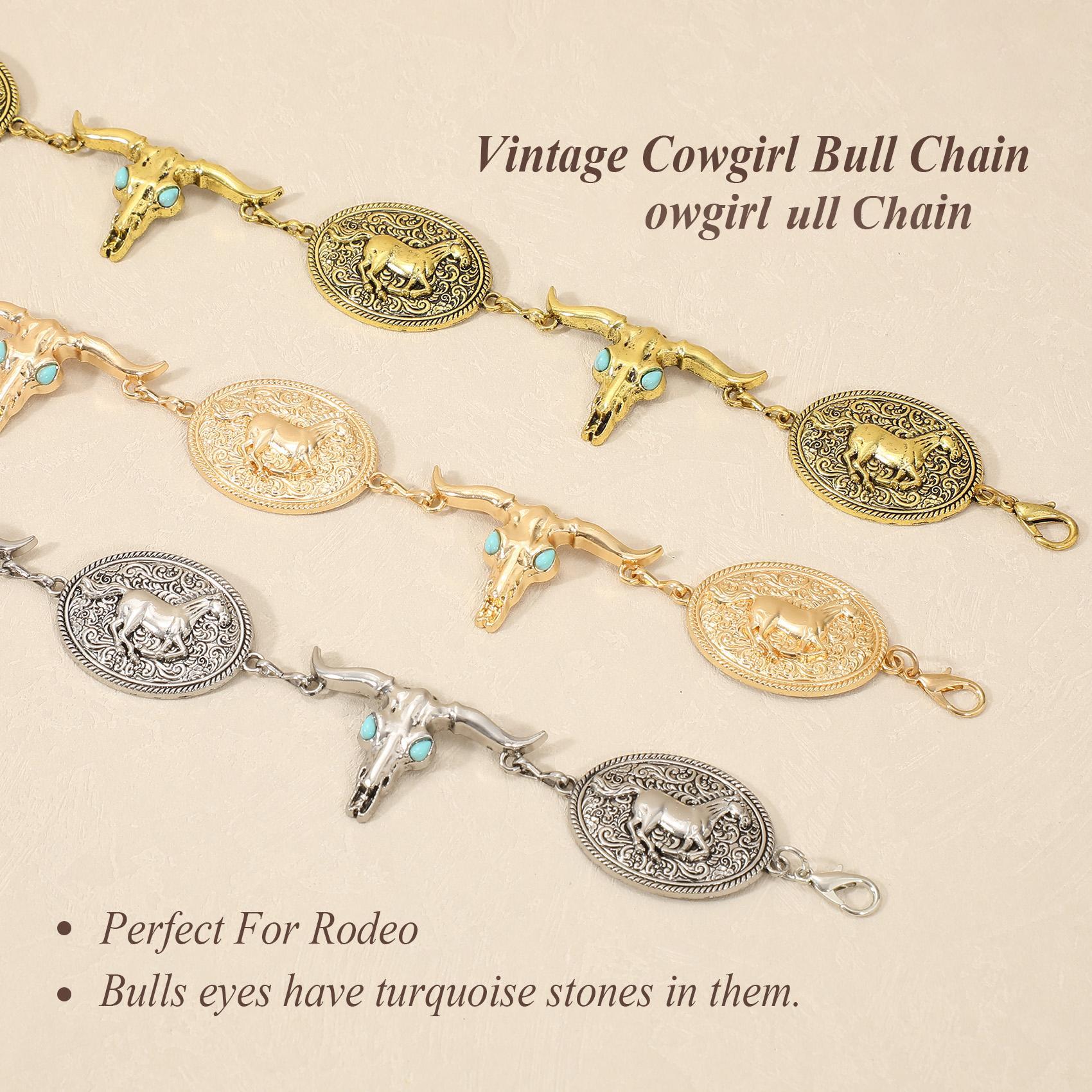 XZQTIVE Western Concho Belt for Women Silvery Golden Chain Belt Cowgirl Belt for Dresses Jeans Country Concert Outfit, Music Party SpringStatements