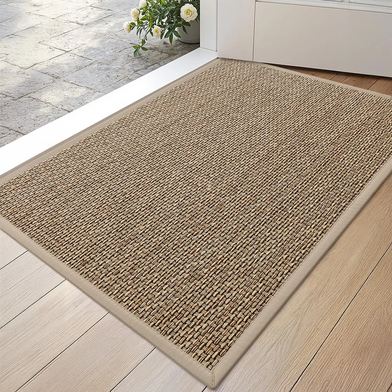 DEXI Ultra Thin Entryway Indoor Door Mat, Non Slip Rubber Backing Inside Entry Mat, Low Profile Easy Clean Dirt Trapper Doormat for Inside Entrance Patio
