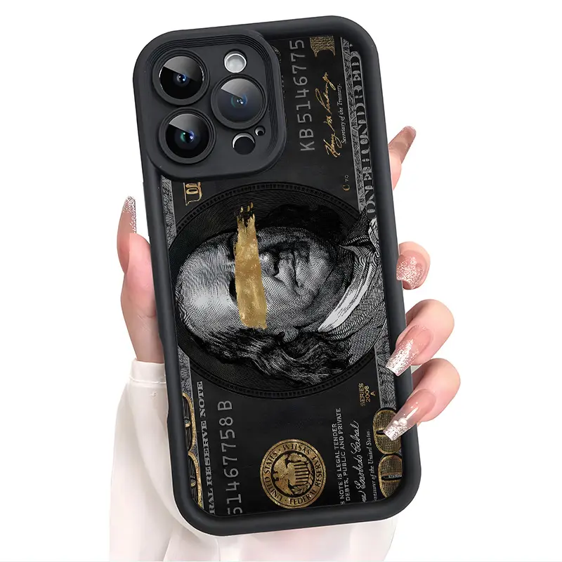 Luxury Money-Themed Pattern Superior Silicon Mobile Phone Case for iPhone 17/16/15/14/13/12/11 Pro Max Plus, Multi-Model Slim Fit Non-Slip Shockproof Cover with Full Camera Protection, Durable Smartphone Accessory