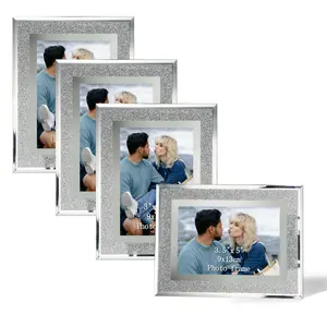 Picture Photo Frames 3.5 x 5 Sparkle Glass Frame Set for Tabletop, 4 Pack Decor Wedding