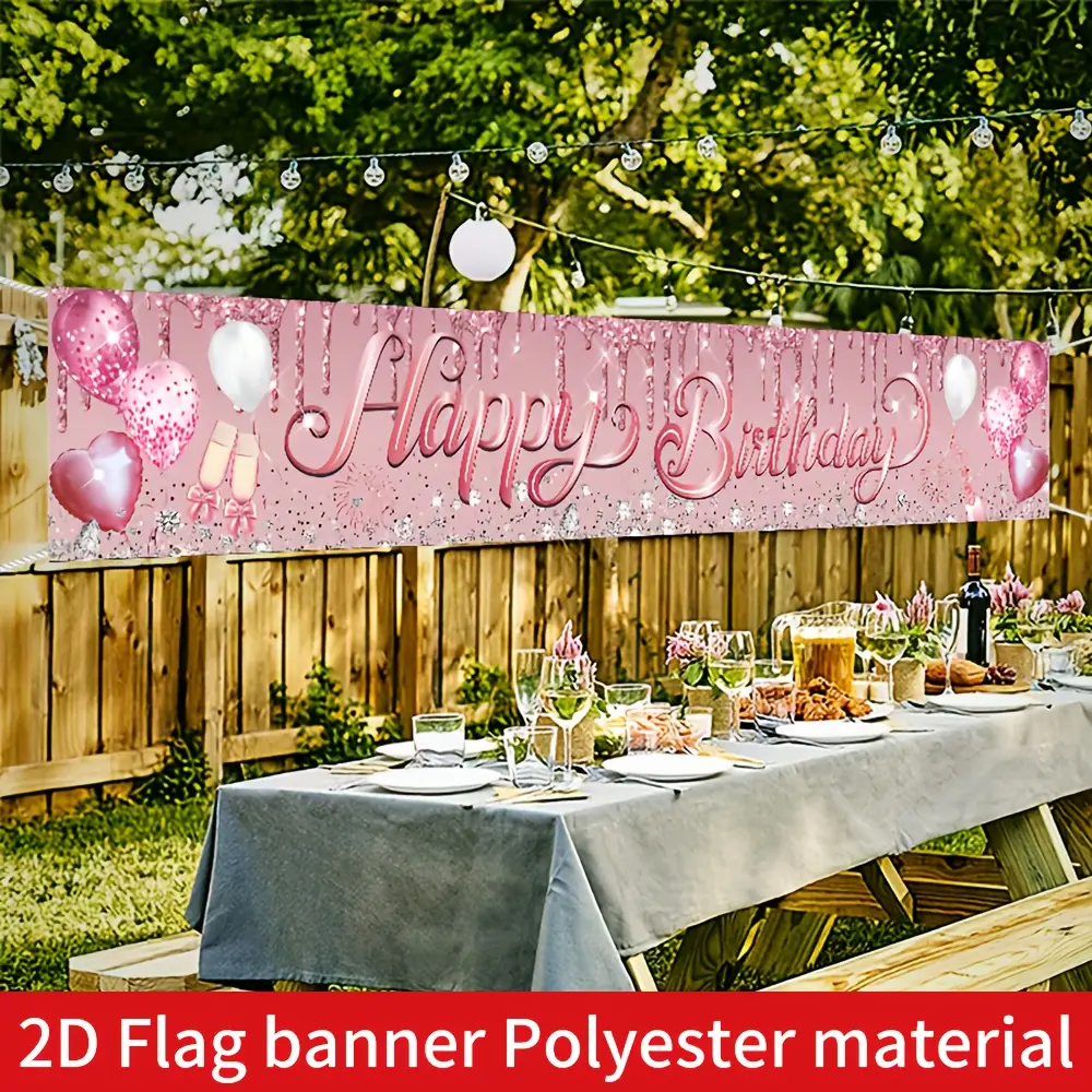 Happy Birthday Banner Decoration, Rose Party Sign, Diamond Poster Background, Home Decor, Party Supplies, No Power Needed