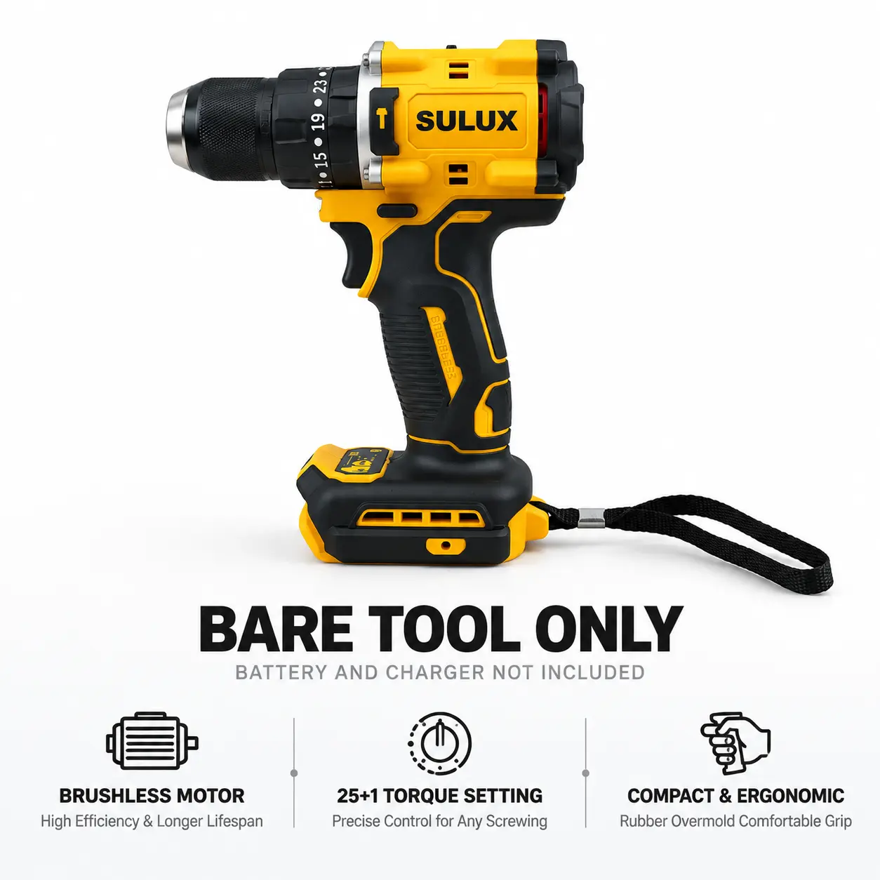 20V Cordless Brushless Hammer Drill,Power Tool With 3/8 Inch Keyless Chuck,adapt to DEWALT tool