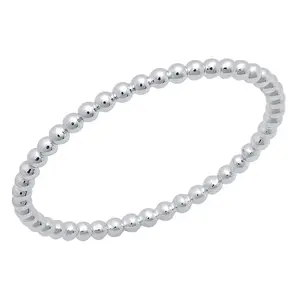Dazzlingrock Collection 1.4mm Beaded Style Minimalist Ball Chain Design Wedding Band for Women in 14K Solid White Gold Size 8