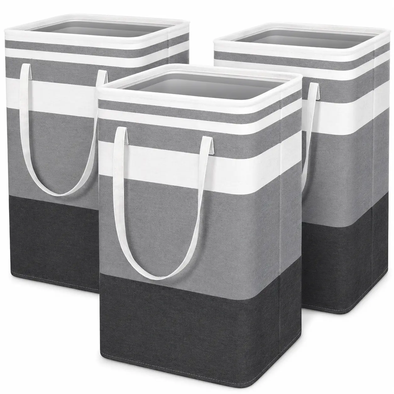 Laundry Basket,100L Each Waterproof, Freestanding Laundry Hamper, Collapsible Tall Clothes Hamper with Extended Handles for Clothes Toys in The Dorm and Family, 2-Pack /3- Pack Gradient Grey foldable pop large