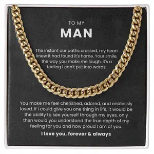 To My Man Necklace Gift For Him, Gift For Husband, Jewelry Gifts for Men, Boyfriend Birthday Gift, Anniversary Gift For Men, Mens Necklace