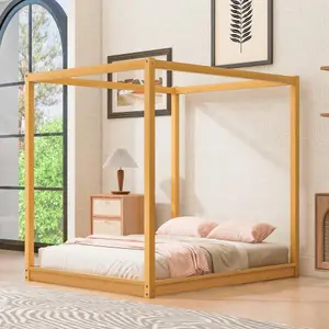 【Bellemave】Queen/King  Size Canopy Platform Bed with Support Legs