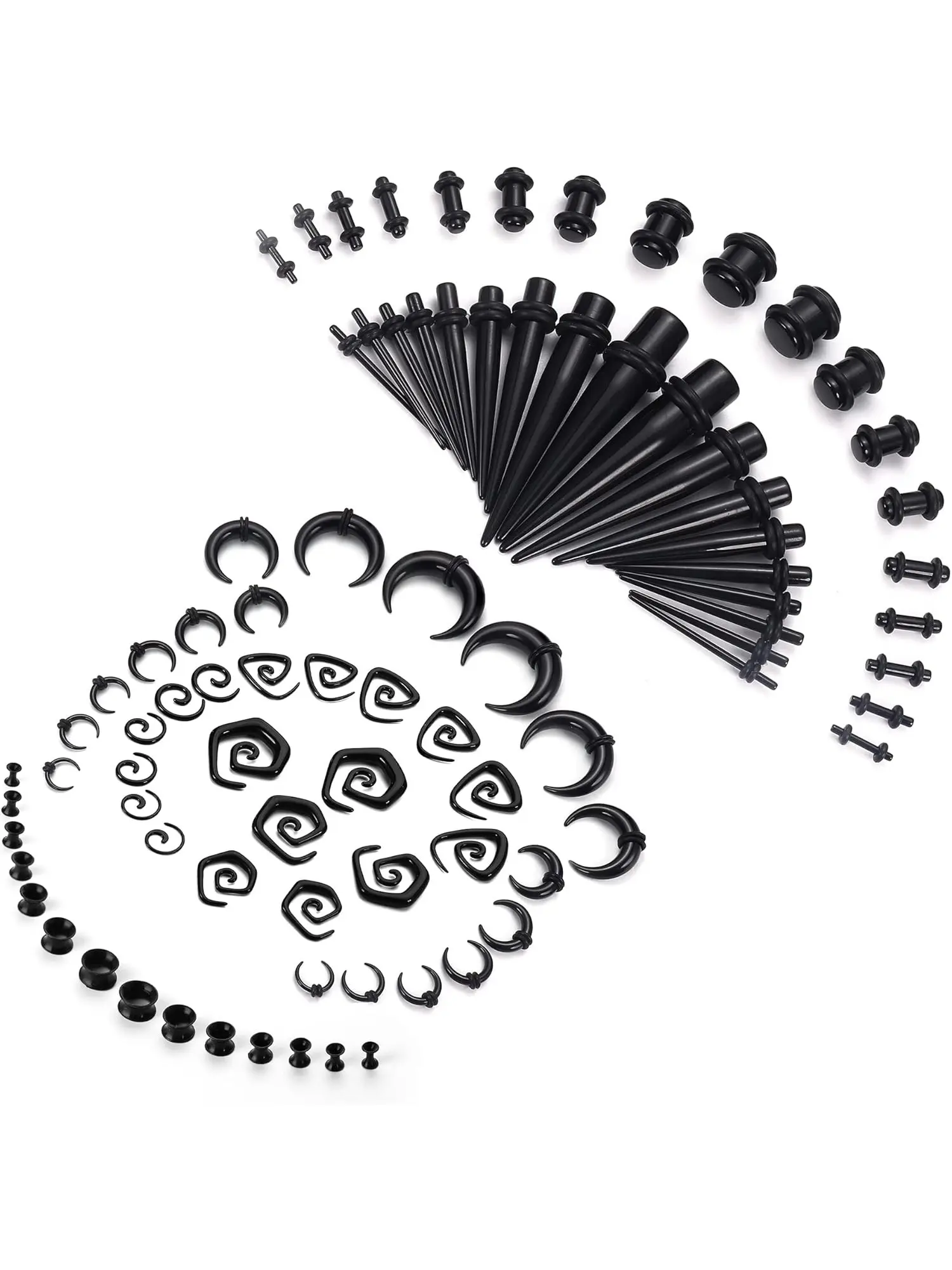 1 Set Ear Stretching Kit Acrylic Tapers and Plugs Spiral Tapers Silicone Tunnels Ear Gauges Expander Set Ear Stretching Starter 14G-00G Body Piercing Jewelry Set Body Piercings Set