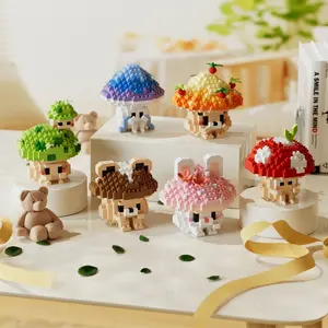 Mushroom Series Building Block Desktop Ornament Model, Home Decoration for Ages 8+, Halloween Thanksgiving Christmas Gift