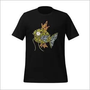 Shiny Karp Typography T-Shirt – Funny Magikarp Splash Graphic Tee, Unisex Anime Fishing Shirt, Gamer Aesthetic Tee