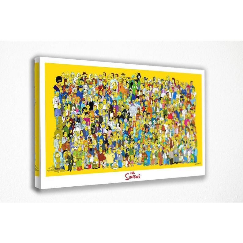 The Simpsons Poster, Simpsons All Characters Print, Full Cast Artwork, Retro TV Decor, Funny Family Animation Wall Art