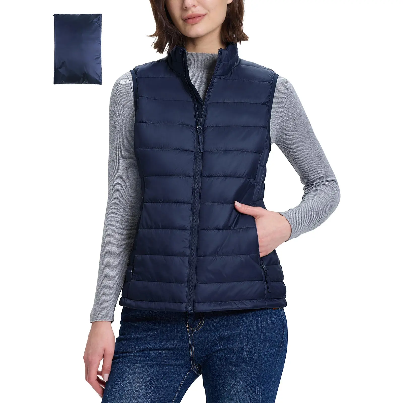 Outdoor Ventures Women's Lightweight Puffer Vest Outerwear Zip Up Warm Sleeveless Winter Jacket Padded Gilet Quilted Coat