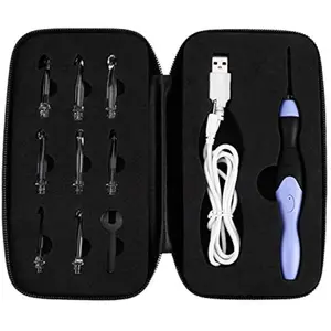Lighted Crochet Hooks Set, Knitting Tools with 9 Replacement Heads (2.5-6.5mm) – USB Charging, Ergonomic Handle + Black Carry Bag