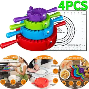 4PCS Magic Dumpling Maker Kit - Mold Ravioli, Empanadas, Momos, Gyozas, Pot Stickers, Jamaican Beef Patties - Wonton Dough Press and Pasta Making Tools Kitchen supplies  Gadget Set  Utensils Pastry