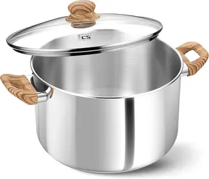 KOCH SYSTEME CS 6/8 Quart Stainless Steel Stock Pot with Lid - Bakelite Side Handles, Non-Toxic, Induction Compatible, Oven Safe for Gas, Electric & Induction Stovetops  Cookware, Pan, Fry, Sturdy, Kitchen, Smooth