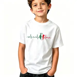 Kids Mexico Flag Heartbeat Tee Shirts Mexican Pride Mexican Flag Root T-Shirt Short Sleeve for Boys Girls