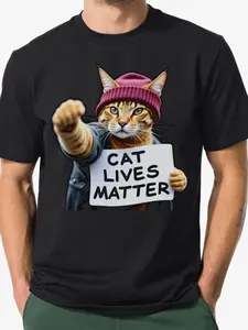 Mens Vintage Cat Graphic TShirt with Distressed Print Crew Neck Short Sleeve Durable Stitching Breathable and ShrinkResistant Casual Outdoor and Everyday Wear for Cat Enthusiasts