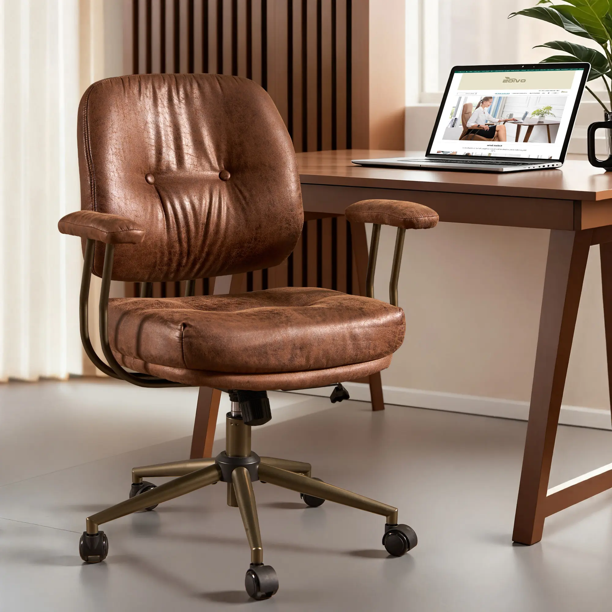 Dark Brown Suede with Thick Cushion&Armrest