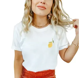 Lemon T-Shirt ORGANIC COTTON Lemon Branch - Cottagecore Hippie Shirt Clothing - Lemon Gift Outfit - Botanical Nature Shirt Fruits Summe Summer Top