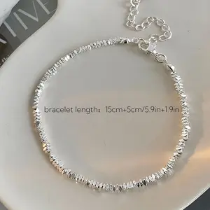 1Pcs Silver Bracelets, Super Fine Beaded Bracelets, Fine Sterling Silver Bracelets For Women