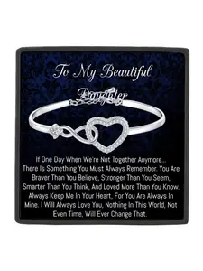 To My Beautiful Daughter Bracelet Infinity Heart CZ Bangle Bracelet Birthday Gift,Christmas Gift Family Love Gift