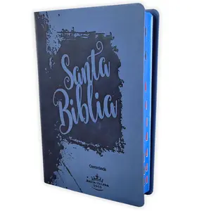 Bible in Spanish for Men 12 Point Large Font Reina Valera 1960 Imitation Leather Black and Blue