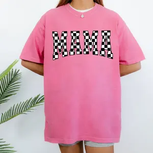 Distressed Checkered Mama Tee, Distressed Checkered Mama T-Shirt