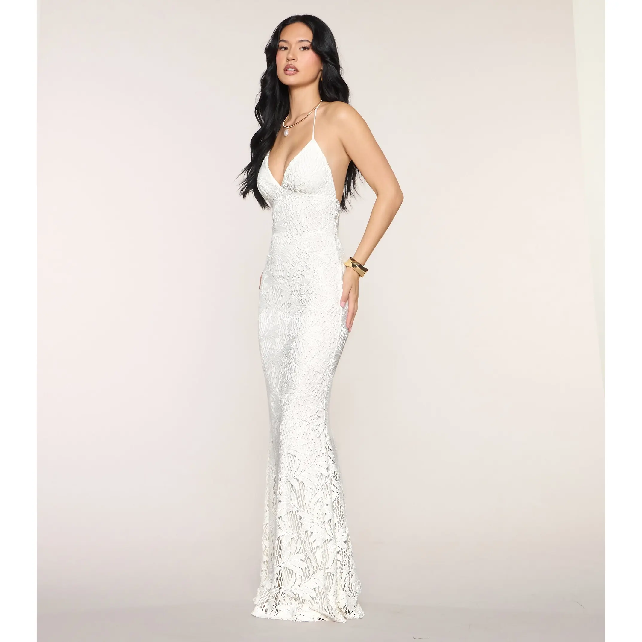 Holly Crochet Halter Mermaid Formal Dress Holly Crochet Halter Mermaid Formal Dress