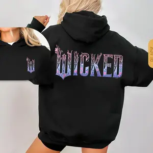 Wicked For Good Glinda Elegant Logo 2 Sided Graphic Hoodie Fleece Fabric Casual Hooded Sweatshirt Trendy Tops Perfect Gift