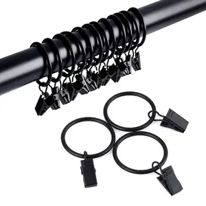 6/12pcs Metal Curtain Rings with Clips, Decorative Curtain Hooks, Durable Clothespins, Ideal for Home Decoration and Organization, Window Decorations Supplies