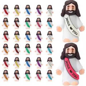 30 Pcs Little Jesus Figures Original Design JesusLove You Mini Rubber Toys to Hide and Seek ChristmasReligious Party Favors Sunday School Baptism Gifts(LivelyColors) Decorative