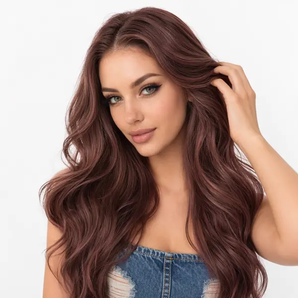 AOLIDA 26" T Part Lace Front Wig Curly Golden Brown Synthetic Wig Heat Resistant Kanekalon Pre Plucked Natural Hairline Glueless Wig Shed-Free Tangle-Free Wig for Women Protective Style Daily Wear