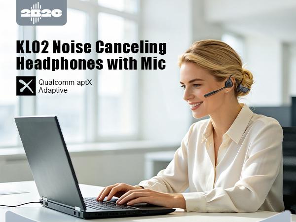 2B2C LK02 Bluetooth Air Conduction Headset with Mic, For Trucker Drivers, Open Ear Wireless Headphones with Bluetooth 5.1/Mute Function/aptX-HD/LL, for Online Meeting/Online Teaching/Office Home Business/Driving Wireless Bt Headset Aluminium Audio Silicon