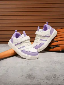 Girls' Patchwork Velcro Board Shoes, Soft Sole Comfortable Casual Shoes, Anti-Slip Durable Sports Shoes, Lightweight School Shoes