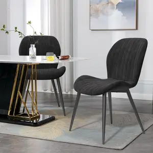 Dining Chairs Set of 2 Modern Velvet Dining Room Chairs Upholstered Dining Chairs with Thick Cushions Metal Legs Armless Back Chair for Kitchen and Living Room Black