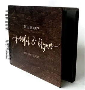 Personalized Wedding Guest Book Wooden Custom Hand Made Alternative Guestbook for Newlywed Wedding Guest Register  Album