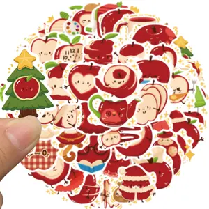 Apple Stickers, 50pcs Cartoon Fruit Stickers for Laptops & Hydro Flasks, Perfect Gift for Girls & Teens, Ideal Party Supplies