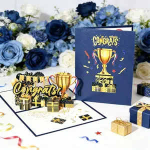 3D Pop Up Congratulation Cards, Creative Trophy Pop Up Greeting Cards Surprise Gifts for Birthday, Graduation