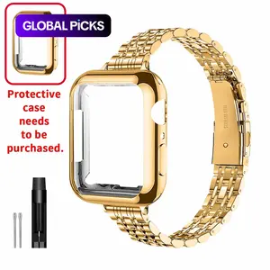 Traditional Women's Stainless Steel Watch Band, Compatible with Apple Watch 41mm, 40mm, 38mm, 45mm, 44mm, 42mm — Fits iWatch Series 9/8/7/6/5/4/3/2/1/SE/SE2, Optional TPU Soft Protective Case, Slimmed-Up Design for Women's Wear, Wearable
