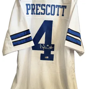 Dak Prescott Beckett Autographed Cowboys Football Jersey - Authentic White & Blue Classic Jersey #4 with Certificate of Authenticity