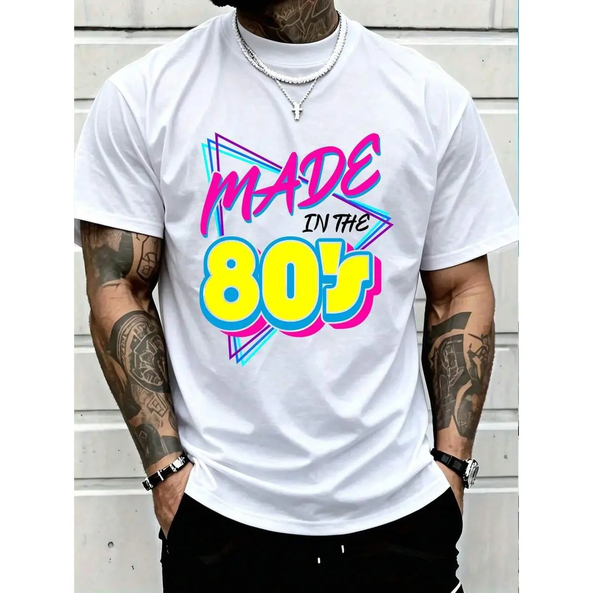 100% Cotton Made In The 80s 1980s Retro Nine Eighties Vintage Music T-Shirt Women's Men's Graphic Tee, Causal Tops Fashion Tshirt