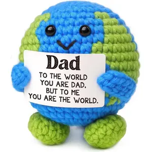 Mens Fathers Day Birthday Gift for Dad from Daughter Son Wife I Love You Papa Positive Crochet Animals Earth Decor Gift Idea for Bonus Step New Daddy Father in Law Easter Basket Stuffers