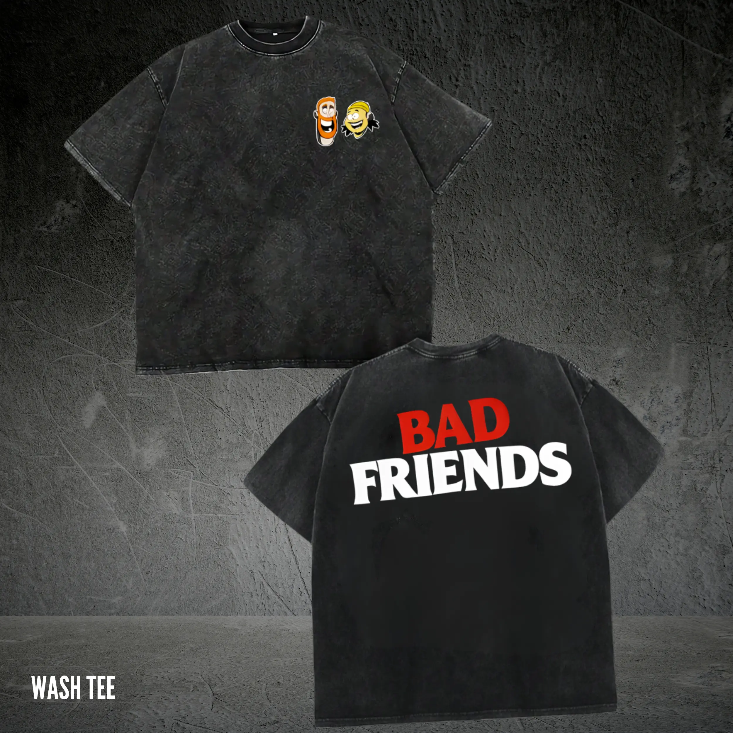 Vintage Bad Friends 2 Sides Graphic Wash T-Shirt - Perfect for Fans of Iconic Comedy Duos, Unisex T-shirt, Gifts for Friends, for Him, Streetwear, Casual Menswear Crewneck