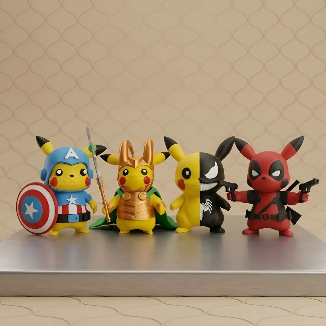 PikaHero Collectible Figurines | Superhero Mashup Desk Decor | 3D Printed Art Toy | Gamer Gift