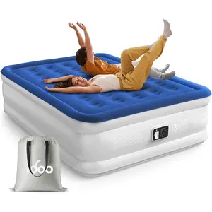 Queen Size Air Mattress with Built-in Pump - 18" Height, Upgraded Four Chambers, Durable